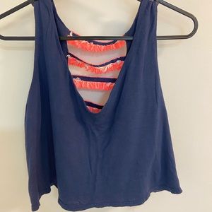 DO+BE cropped tank with fringe open back